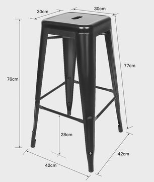 Set van 4 Industriële Barkrukken Metaal Zwart - 76cm Hoog