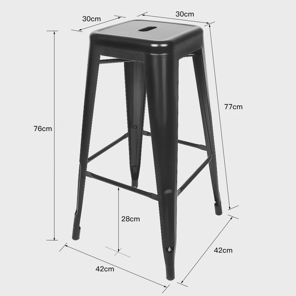 Set van 4 Industriële Barkrukken Metaal Zwart - 76cm Hoog