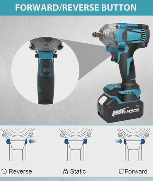 Krachtige 1200Nm Brushless Accu-slagmoersleutel 1/2" met LED, 8 standen, compatibel met Makita 18V accu