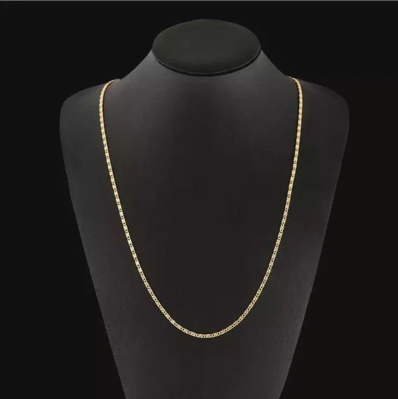 18K Gouden & 925 Zilveren Halsketting - 2MM Brede Zijschakel Ketting voor Dames & Heren