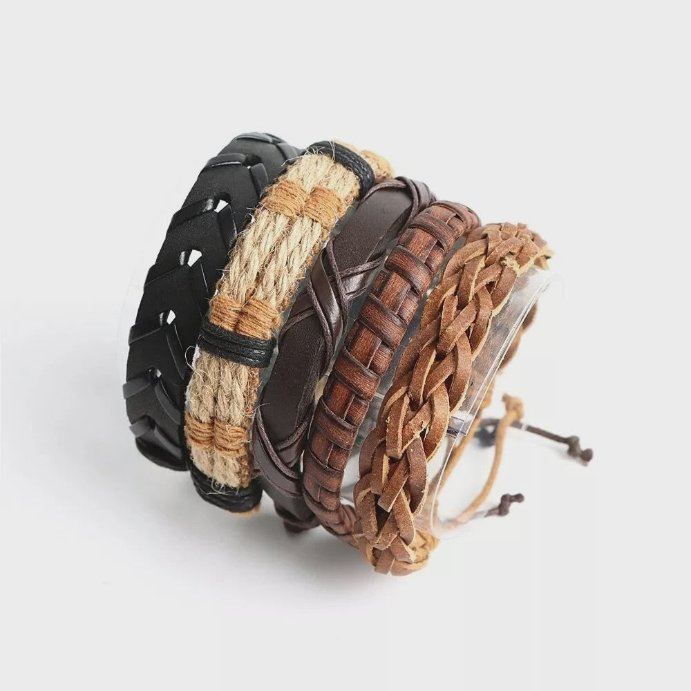 Set van 20 Handgemaakte Leren Armbanden voor Heren & Dames - Etnisch & Bohemien Stijl
