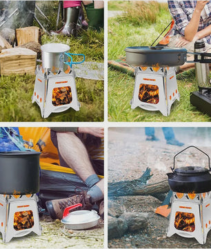 Draagbare Camping Houtkachel - Lichtgewicht RVS Vouwbaar Outdoor Fornuis