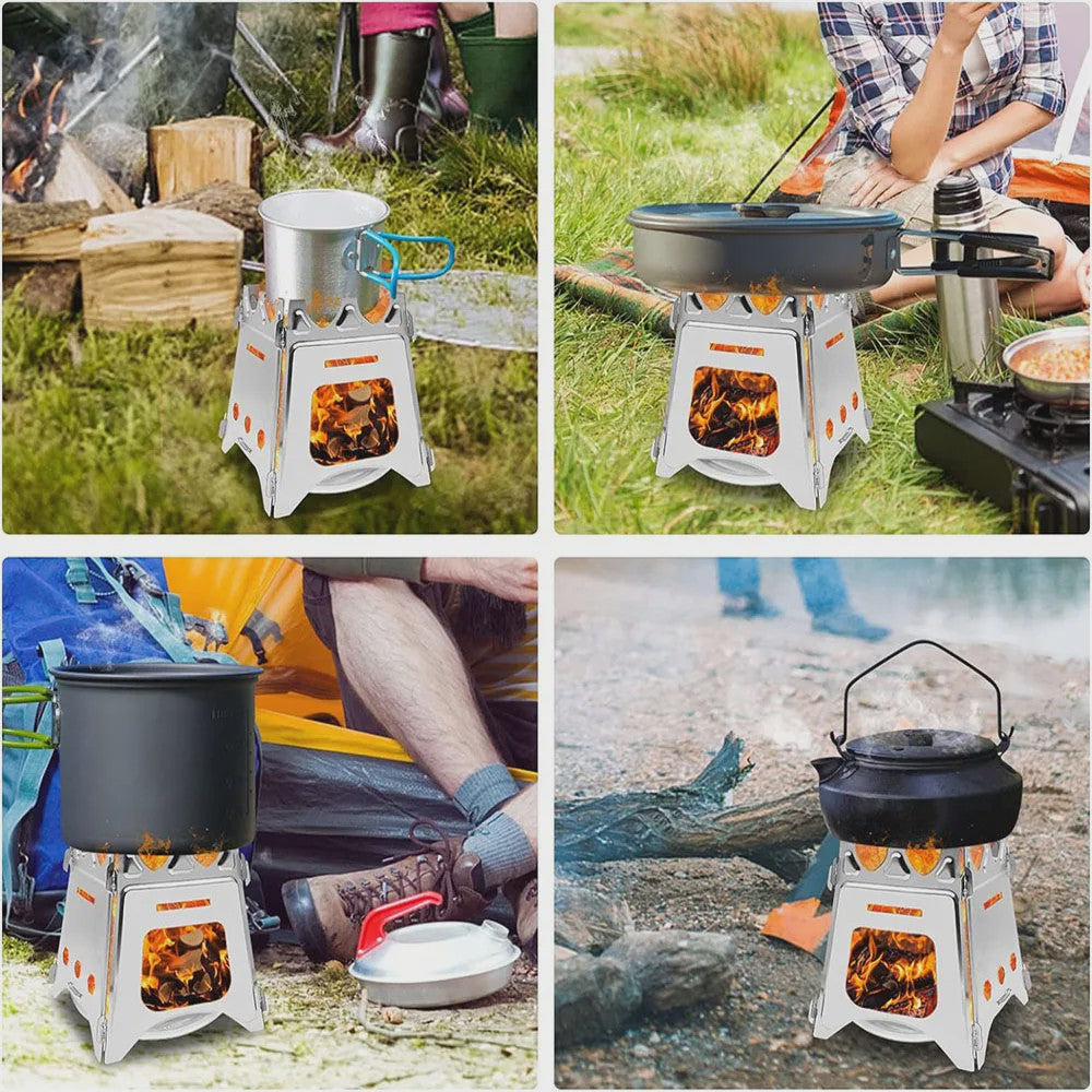 Draagbare Camping Houtkachel - Lichtgewicht RVS Vouwbaar Outdoor Fornuis