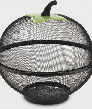 Appelvormige Metalen Fruitmand met Gaasdeksel - Roestvrij & Ventilerend