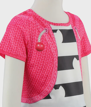 Meisjes Kleding Set: Zwart-Wit Katten T-shirt & Regenboog Tutu Rok met Accessoires