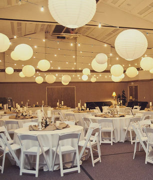 30 Stuks Witte Papieren Lampionnen Set - Ronde Chinese Hangende Decoratie voor Feesten