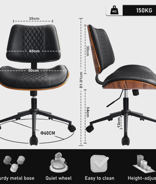 Ergonomische Bureaustoel met Walnoot Finish en Comfortabele Zitting