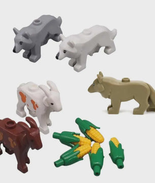 Bouwstenen Dierenpark Scene - Katten, Honden, Vogels, Varkens & Meer - DIY Speelgoed Bakstenen