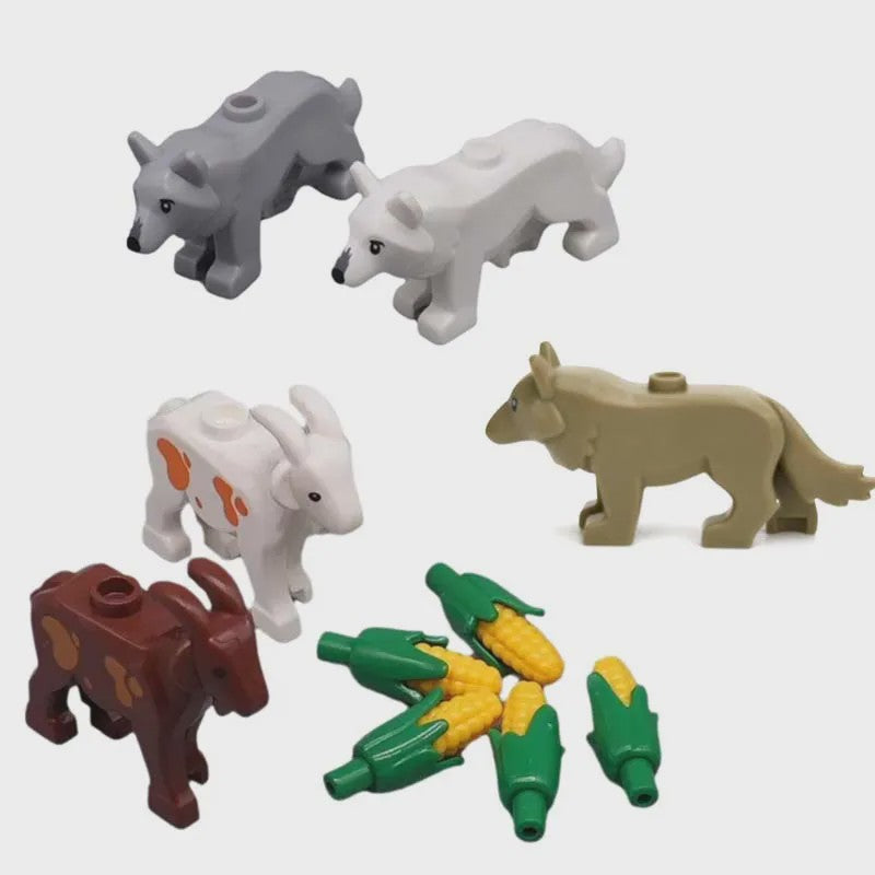 Bouwstenen Dierenpark Scene - Katten, Honden, Vogels, Varkens & Meer - DIY Speelgoed Bakstenen