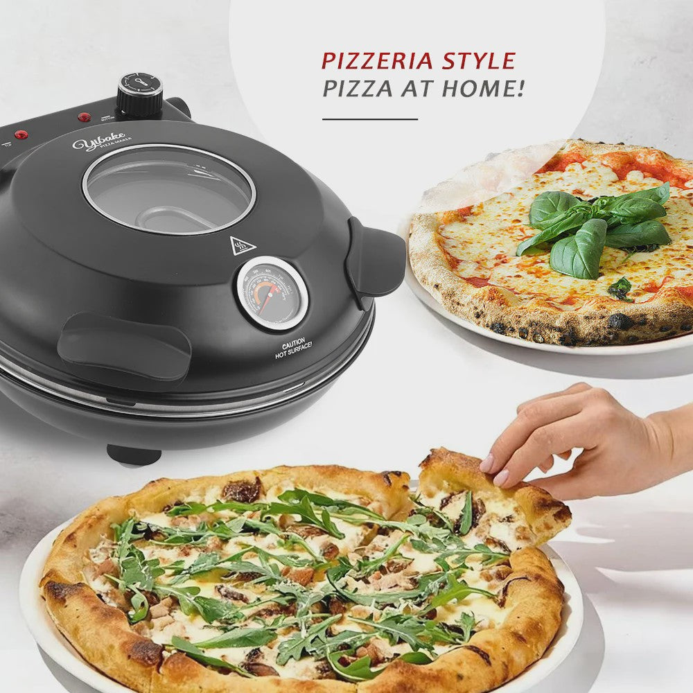 Elektrische Pizzaoven 12 Inch - 1200W met Keramische Steen & Precisie Temperatuurregeling tot 420°C