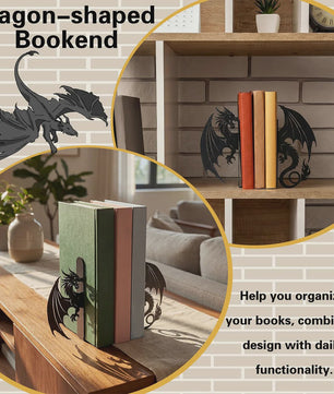 Draken Boekensteunen - Set van 2 - Wrought Iron - Decoratieve Boekenkast Organizer