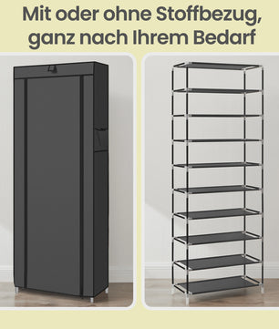 SONGMICS Schoenenrek 10 Lagen - 28x58x160 cm - Metaal Frame - Organiseer je schoenenkast