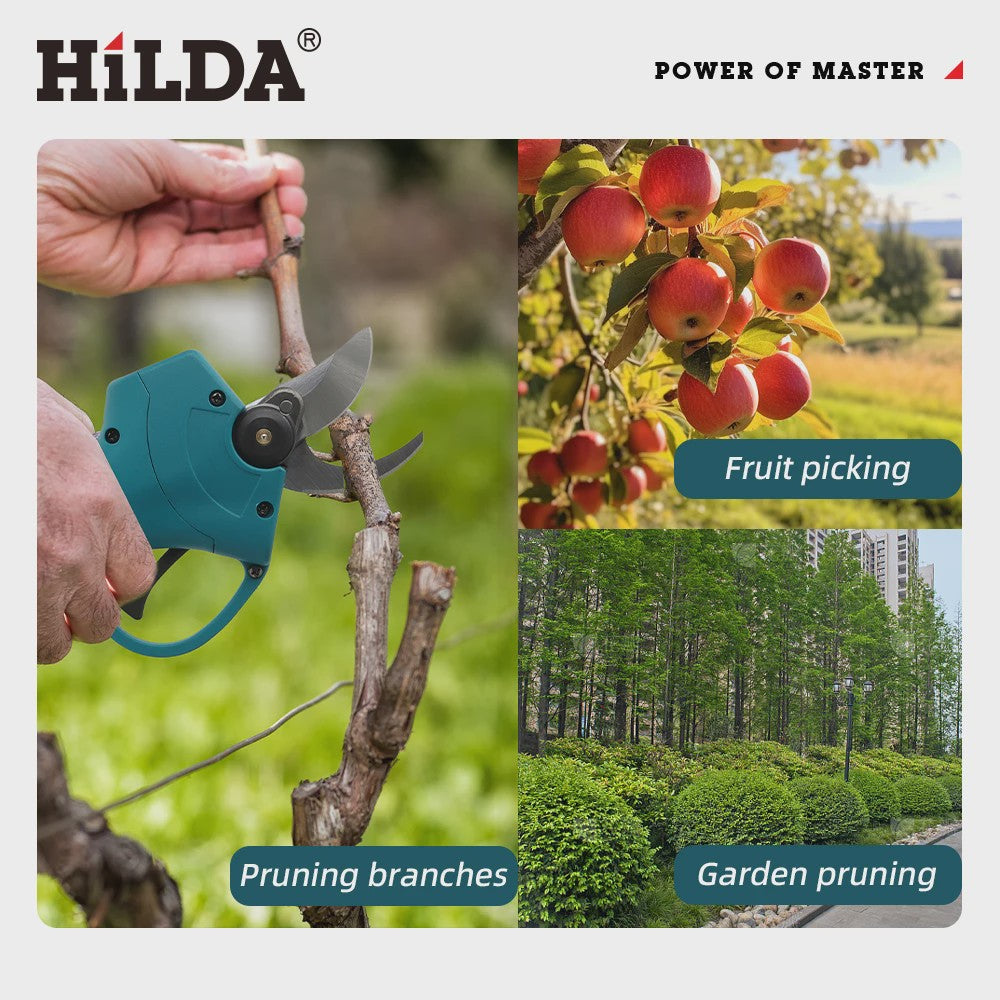 HILDA Accu Snoeischaar - Krachtige Snoeischaar voor Tuin en Fruitbomen (500W, Borstelloze Motor)