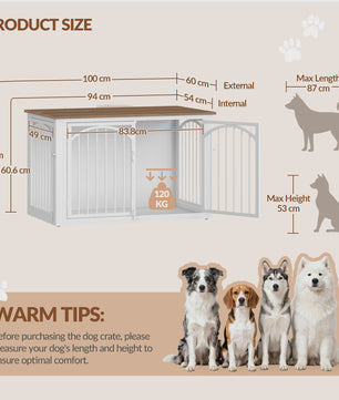 Hondenkooi Meubel 100cm - Stijlvolle Hondenbox als Bijzettafel voor Middelgrote tot Grote Honden
