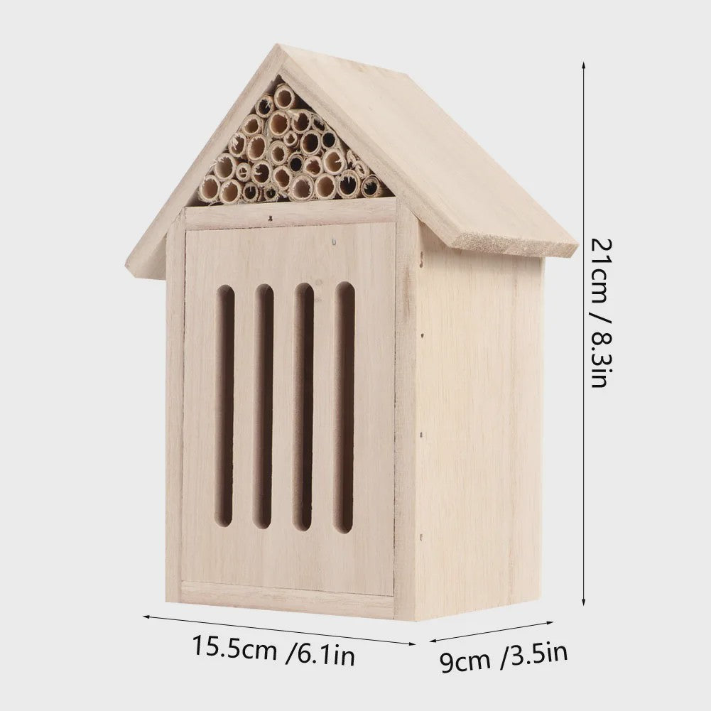 Houten Insectenhotel en Bijenhuis - Decoratieve Nestkast voor Tuin en Balkon