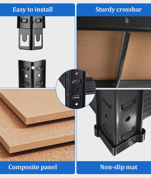 5-Laags Heavy Duty Metalen Stellingkast - 1000kg Draagvermogen - Boutloos Ontwerp - Verstelbare MDF Planken