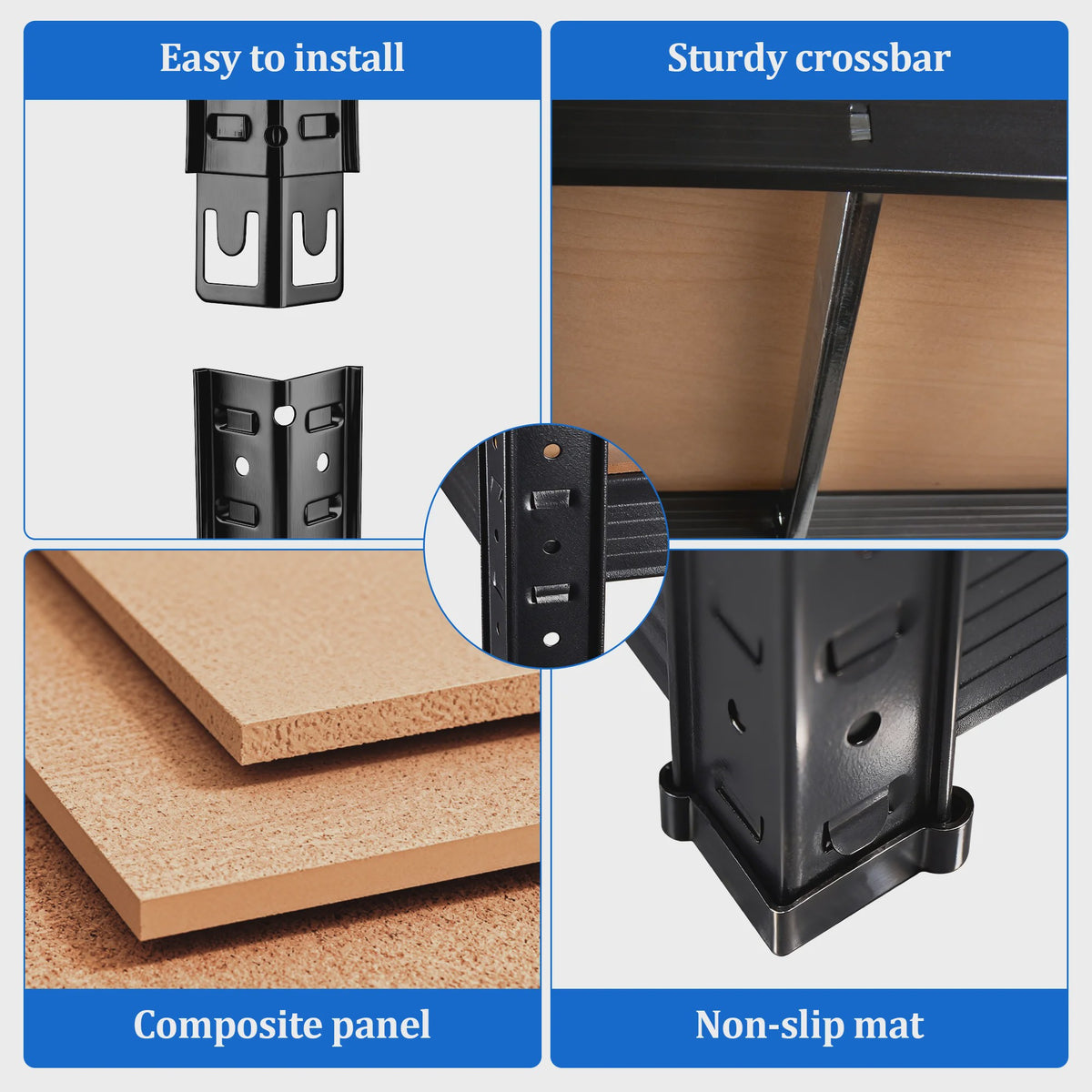 5-Laags Heavy Duty Metalen Stellingkast - 1000kg Draagvermogen - Boutloos Ontwerp - Verstelbare MDF Planken