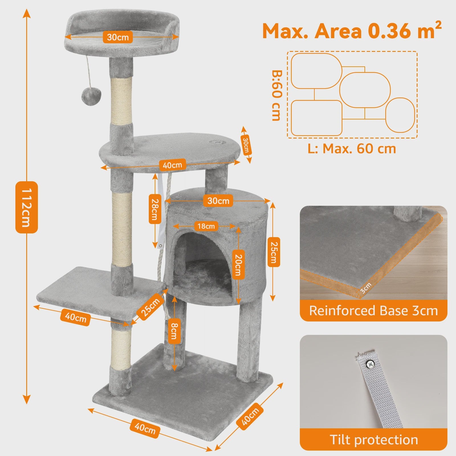 Luxe Kattenboom met Krabpalen, Huisje en Speeltjes - Multi-Level Kattenhuis