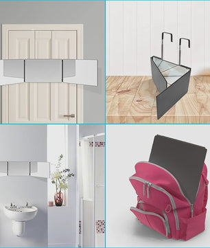 Draagbare Trifold Make-up Spiegel met Verstelbare Haak - Perfect voor Zelf Knippen, Scheren & Cadeaus