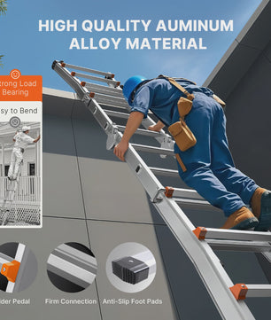 SucceBuy Telescopische Ladder A-Frame Compact Aluminium Multifunctioneel Draagbaar