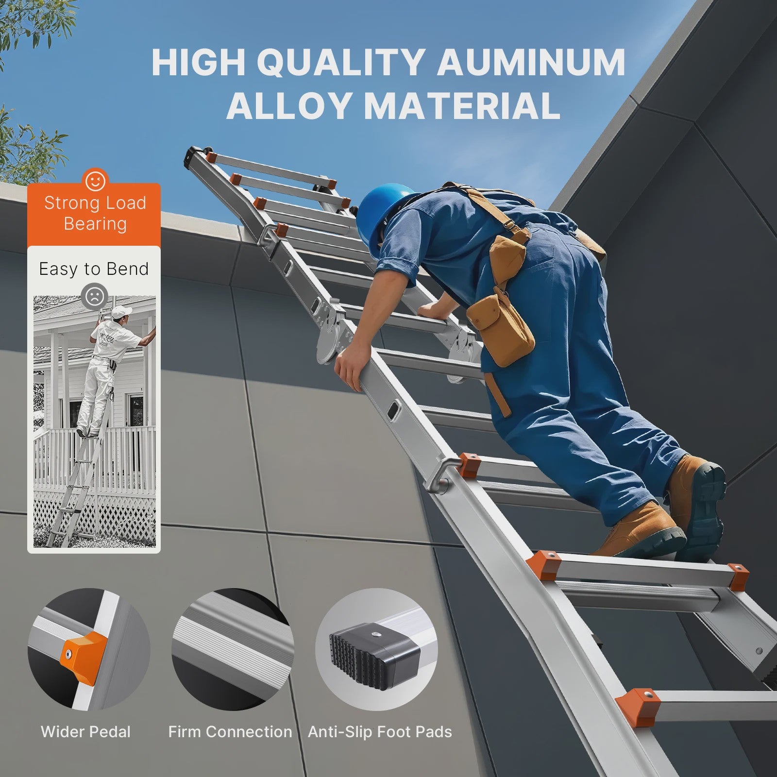 SucceBuy Telescopische Ladder A-Frame Compact Aluminium Multifunctioneel Draagbaar