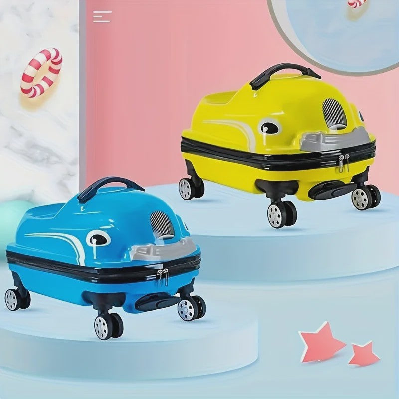Vrolijke 20-Inch Kinderkoffer in Cartoon Auto Design - Stevig ABS PC met Spinnerwielen
