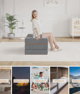 Opvouwbaar Traagschuim Matras 15cm - Wasbare Hoes, Gastenmat, Reis Matras