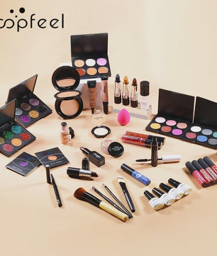 Complete Make-up Set voor Dames: Oogschaduw, Foundation, Lippenstift & Make-up Tas