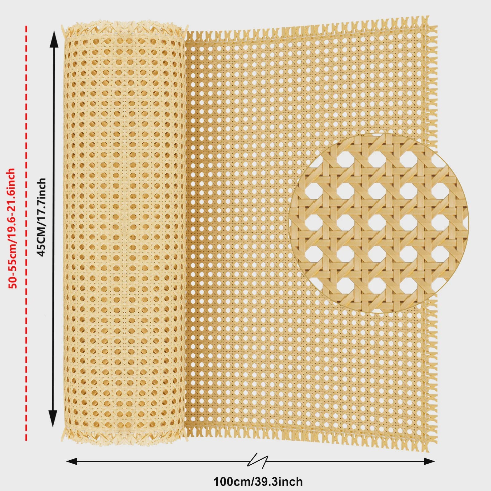Rattan Rotan Webbing 40-45cm Breed - Natuurlijk Rotan Gaas voor Meubels & DIY Projecten