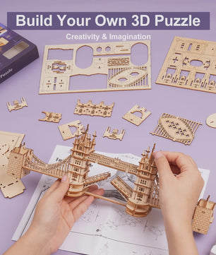 Robotime Rolife 3D Houten Puzzel: Iconische Tower Bridge & Big Ben Bouwpakket
