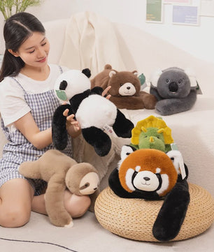 Kawaii Pluche Knuffel Dieren - Panda, Koala, Luiaard, Wasbeer, Dino (30-65cm) - Zacht & Decoratief