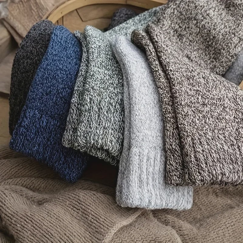 Warme Heren Sokken - Dikke Mid-Calf Sokken voor Koude Dagen en Sneeuwlaarzen - Elastisch & Comfortabel