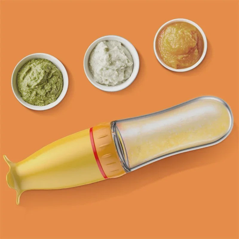 Baby Fles met Lepel - Siliconen Knijpfles voor Babyvoeding en Rijstpap