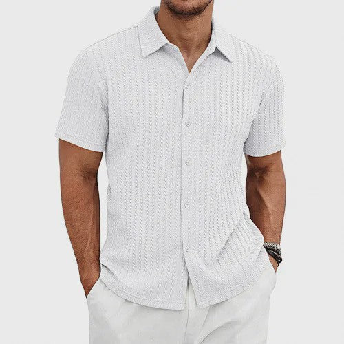 Herenshirt Korte Mouw Jacquard Zomer Casual Ademend - SediaXL