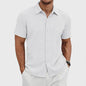 Herenshirt Korte Mouw Jacquard Zomer Casual Ademend - SediaXL