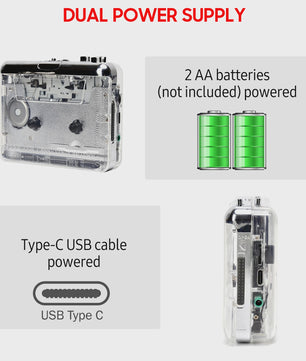Transparante Cassette Speler & MP3 Converter - Digitale Muziek Oplossing met USB