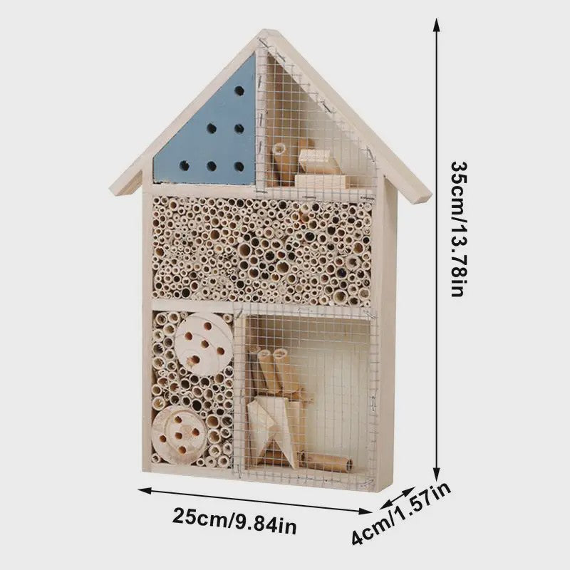 Handgemaakt Houten Bijenhotel voor Tuin - Habitat voor Insecten, Vlinders & Lieveheersbeestjes