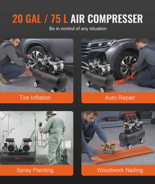 Krachtige Olievrije Aircompressor - 750W tot 3000W - Stille & Draagbare Compressor