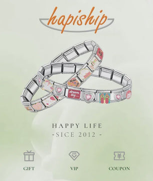 Hapiship Gouden Bedelarmband RVS - Bloemen, Hart, Aarde, Kers & Koffie Bedels