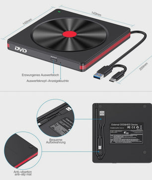 Externe USB 3.0 CD/DVD Brander & Lezer voor Laptop en PC
