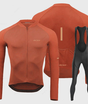 Heren Fietsset Lange Mouw Jersey met Bib Pants - Ademend en Comfortabel