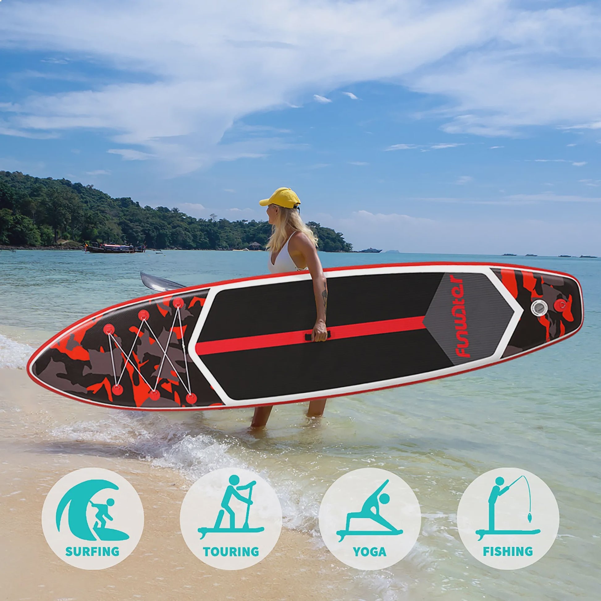 Opblaasbaar SUP Board 350cm - Extra Breed & Stabiel - 205kg Max Belasting - Voor Oceaan & Water Surfen
