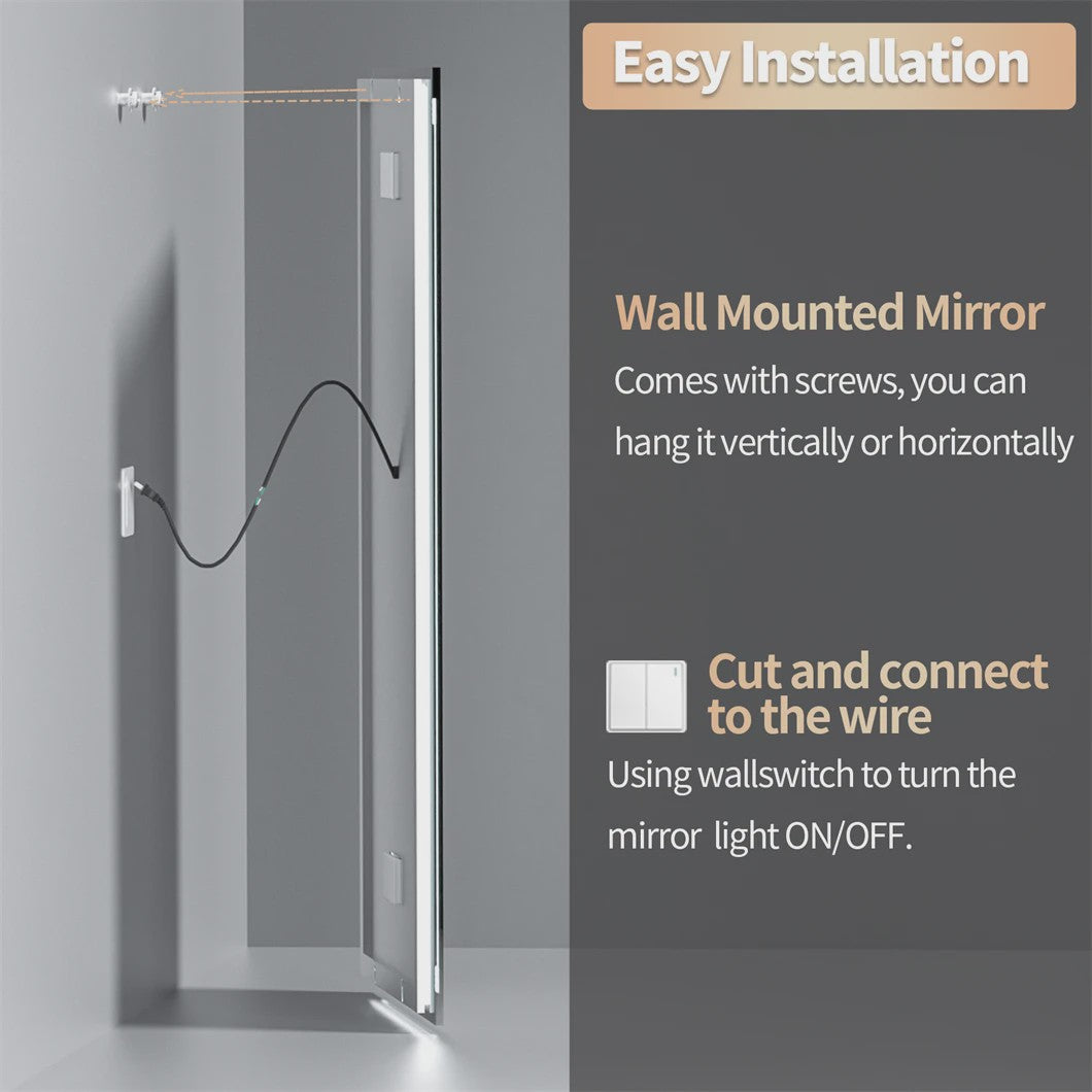 XXL Smart LED Spiegel met Bluetooth, Anti-Condens & Digitale Display