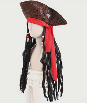 Zwarte Lange Krullende Pruik - Piratenkapitein Cosplay & Feest