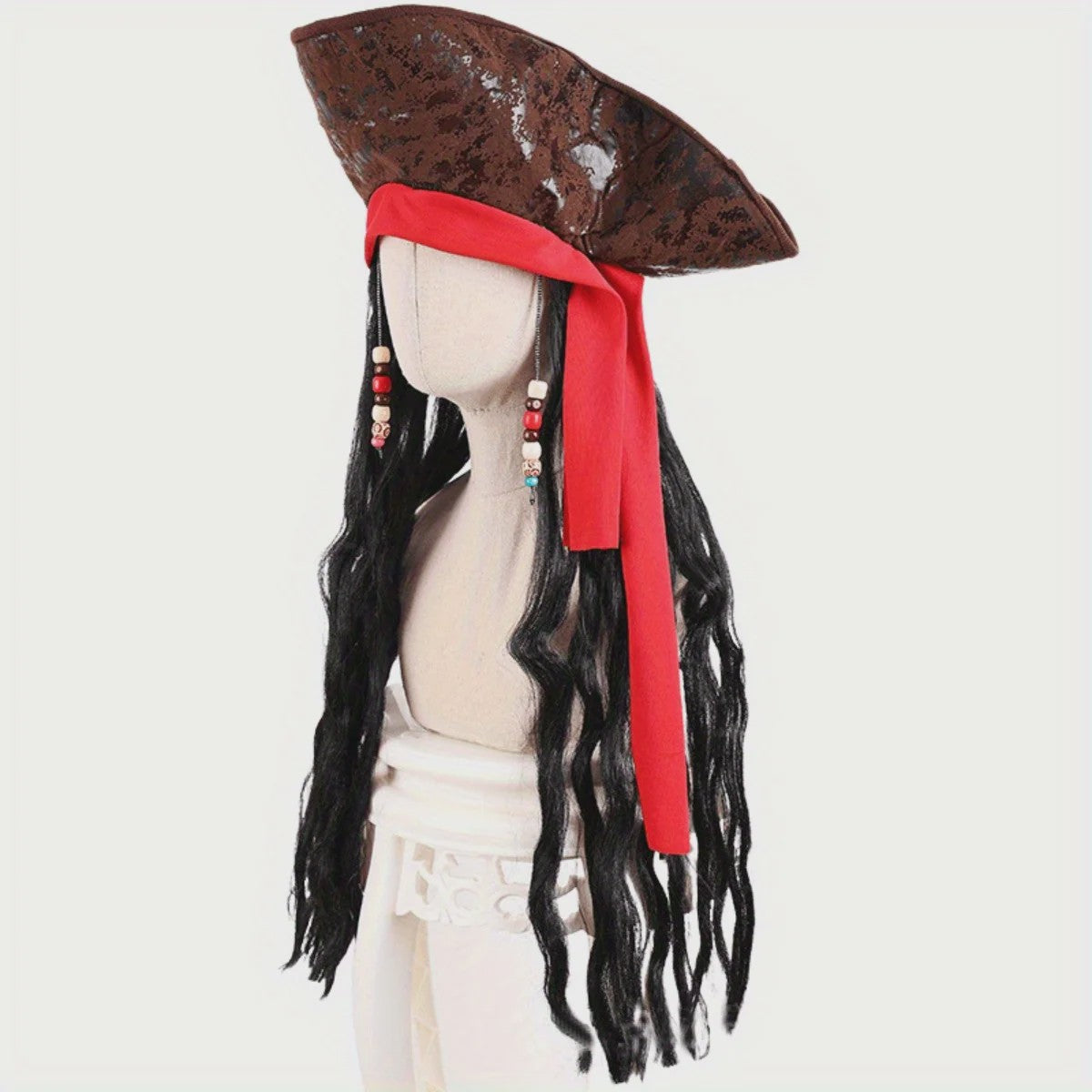 Zwarte Lange Krullende Pruik - Piratenkapitein Cosplay & Feest