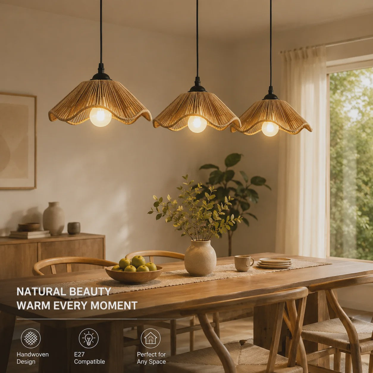 Hanglamp Gevlochten Hennep Touw met E27 Fitting - 1.2m Verstelbaar - Sfeervolle Decoratie