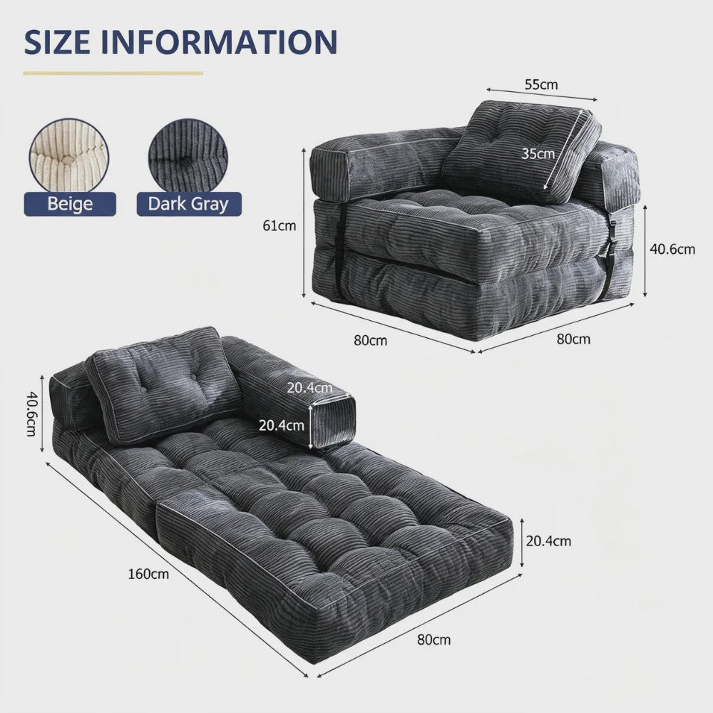 Multifunctionele Opvouwbare Sofa Bed Stoel - Comfortabel Lounge Bed voor Woonkamer & Slaapkamer