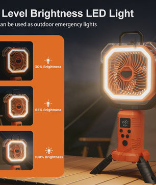 Draagbare Camping Ventilator met Vernevelaar, 20000mAh, Afstandsbediening & LED Licht