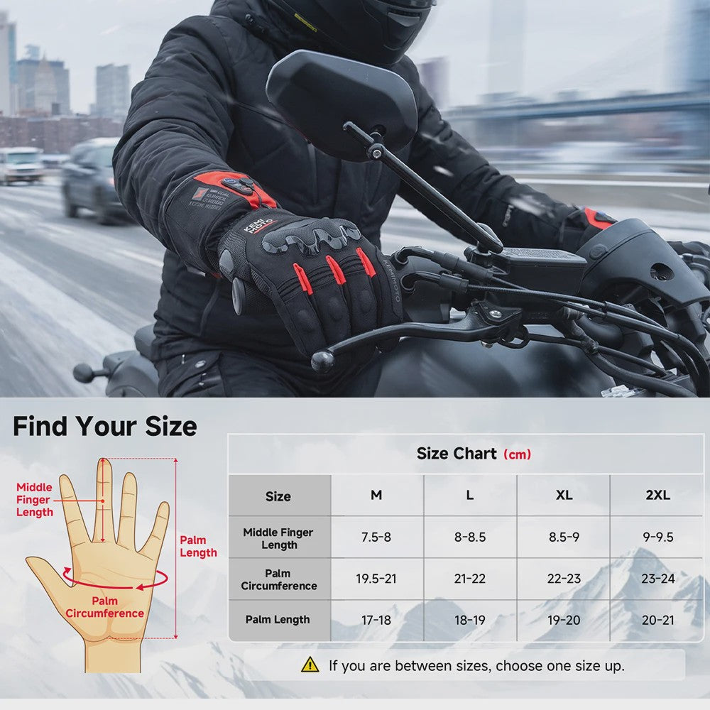 KEMIMOTO Verwarmde Motorhandschoenen - Waterdicht, Oplaadbaar & Warm voor de Winter