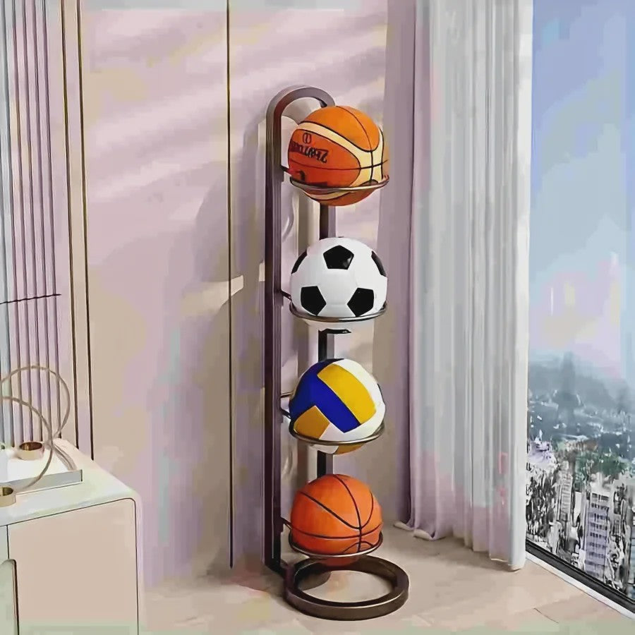 Zwarte Metalen Sportbal Organizer - Multifunctioneel Rek voor Ballen